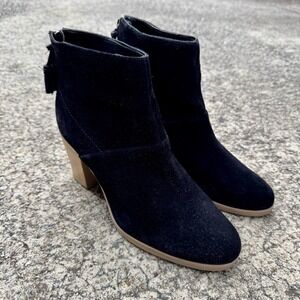 Hush Puppies Women's Size 9.5 M Ingrid Black Suede Ankle Boots Block Heel